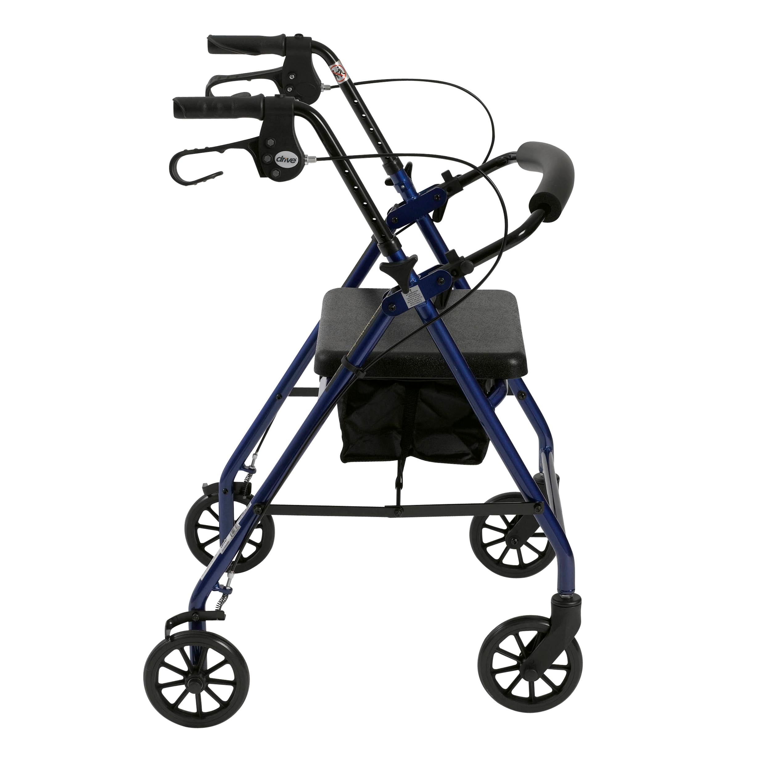 Rollator 4-wheel With Pouch & Padded Seat Blue - Drive - All Care Store 