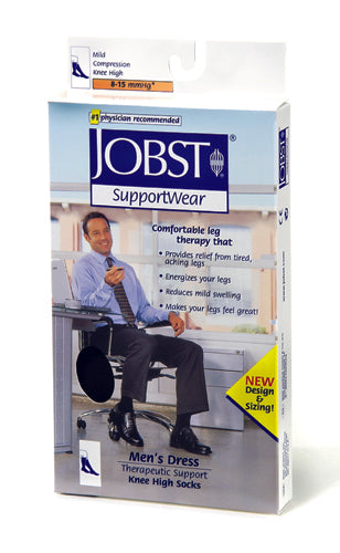 Jobst For Men 8-15  X-large Over-the-calf Dress Sock Black