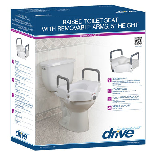 Raised Toilet Seat W/ Lock & Padded Removable Arms Retail - All Care Store 