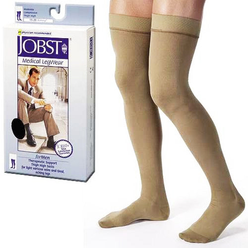 Jobst For Men 15 - 20 Thigh Hi Ribbed Khaki Large