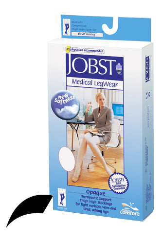 Jobst Opaque Thigh-hi 15-20 Black Large Open Toe