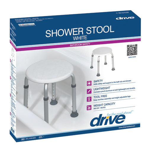 Bath Stool  - Round  White By Drive - All Care Store 