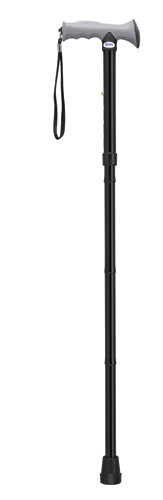 Folding Cane Alum W/gel Grip Black