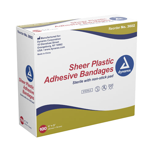 Adhesive Bandages Sheer Strips 3/8 X1-1/2  Sterile  Bx/100