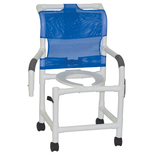 Shower Chair/commode  Pvc 18  W/double Drop-arms & Casters