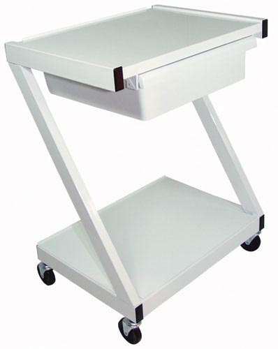 Z-cart Steel 2-shelf W/drawer White