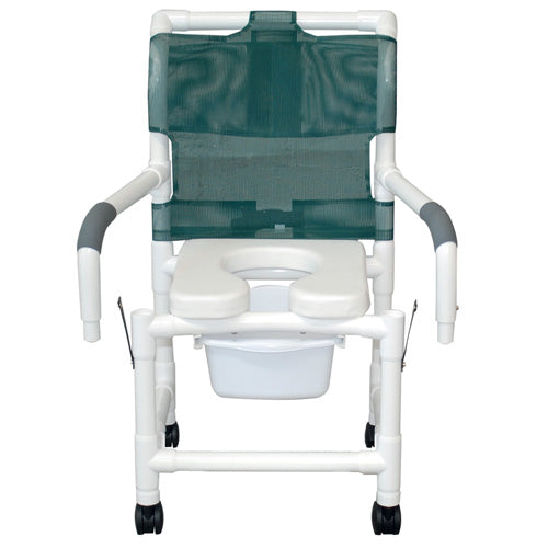 Shower Chair 18 W W/soft Seat Elongated Droparm Square Pail