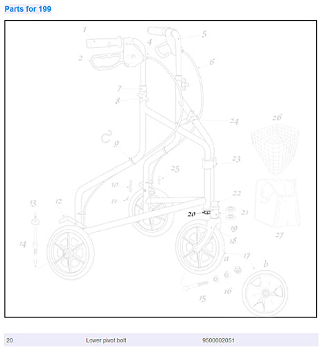 Bolt Only For 3 Wheel Rollator