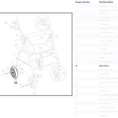 Drive Medical Front/rear Wheel Assembly For Drive R728 Rollators