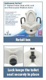 Raised Toilet Seat With Lock & Arms  Blue Jay  Retail  Each