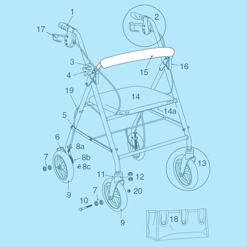 Backrest Replacement For R800 And R900 Rollator Series