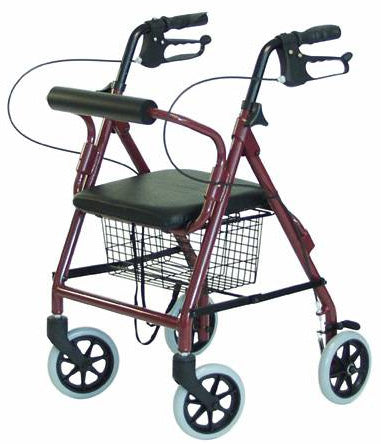 Bariatric 4-whl Rollator Hemi Burgundy  Imperial 450# Wt Cap