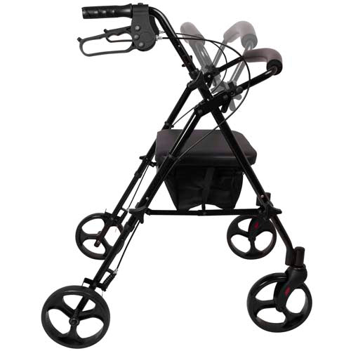 Rollator  Aluminum  Height Adjustable  Black - All Care Store 