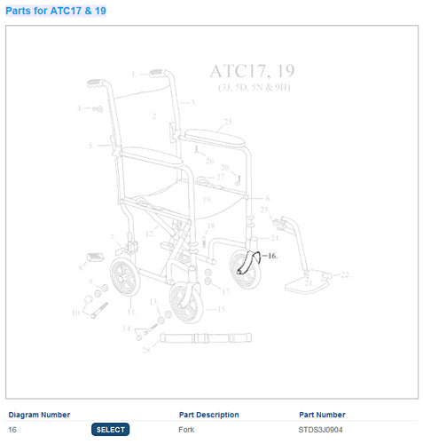 Front Fork For 10950 Transport Chairs