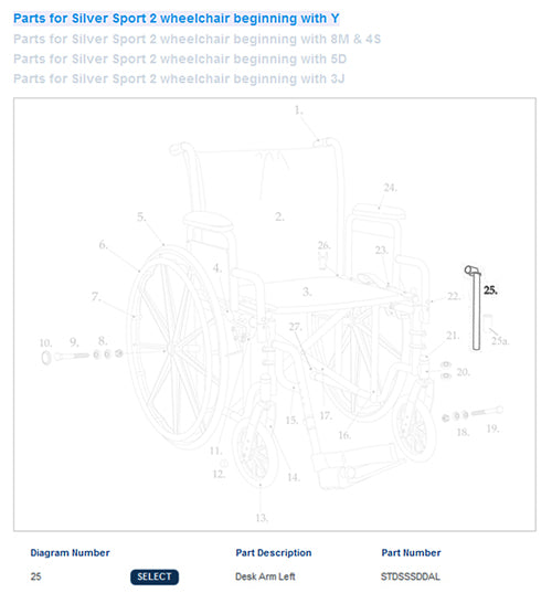 Desk Arm Assembly For Drive Silver Sport  Left  1ea