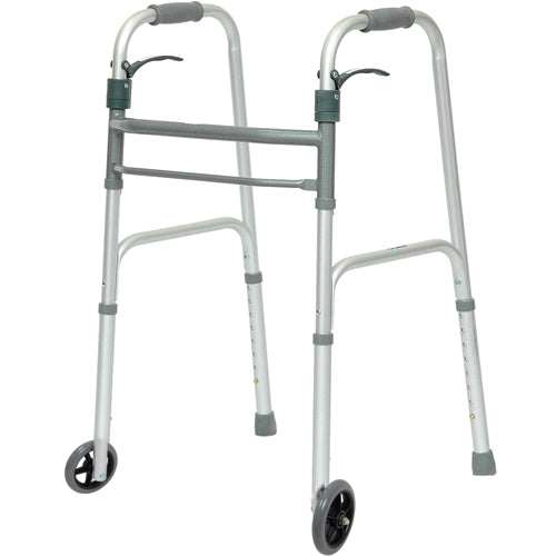 Folding Walker Trigger Release W/ 5  Wheels  Adult