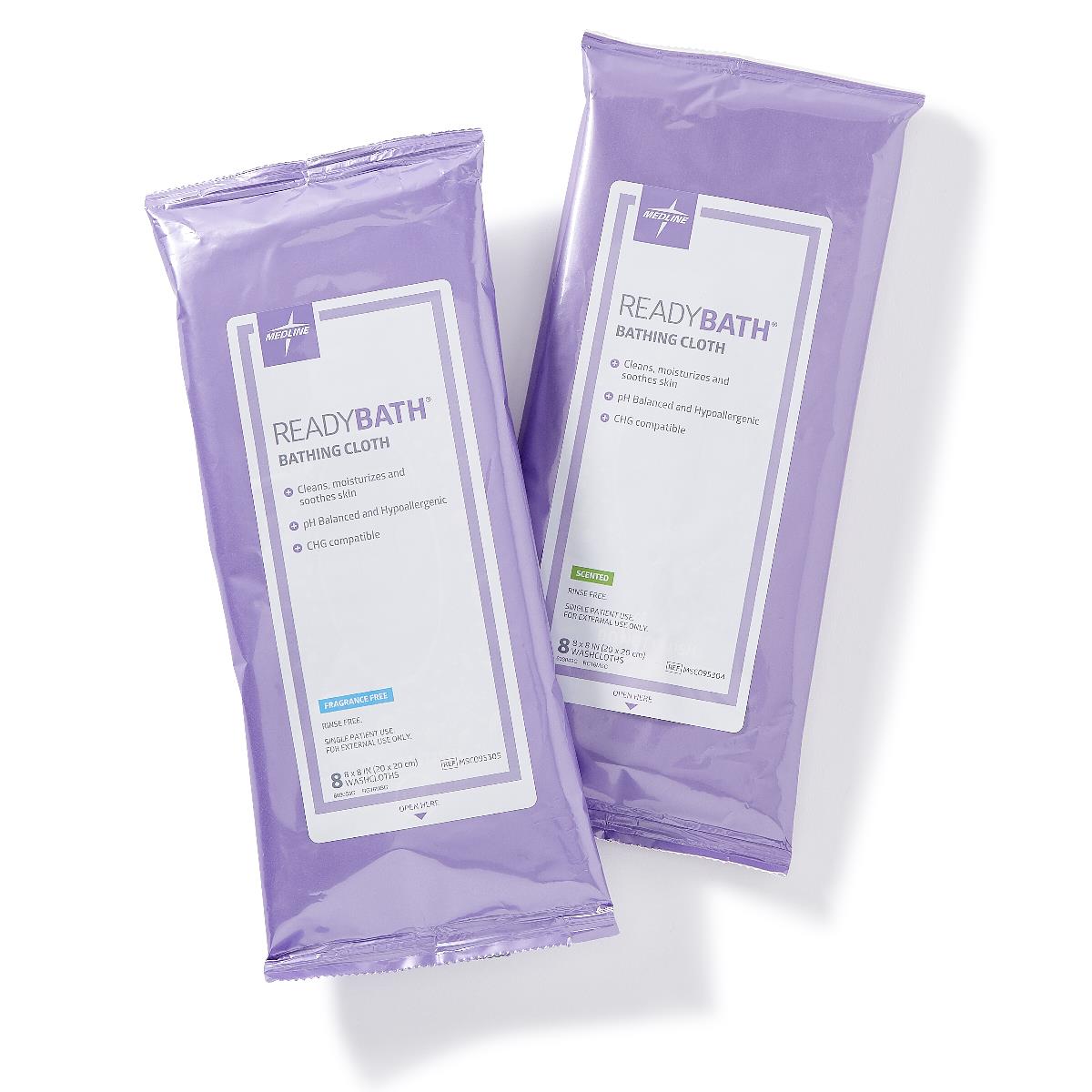 Rinse-Free Bath Wipe ReadyBath Soft Pack Unscented 8 Count, Packaging Type- Case