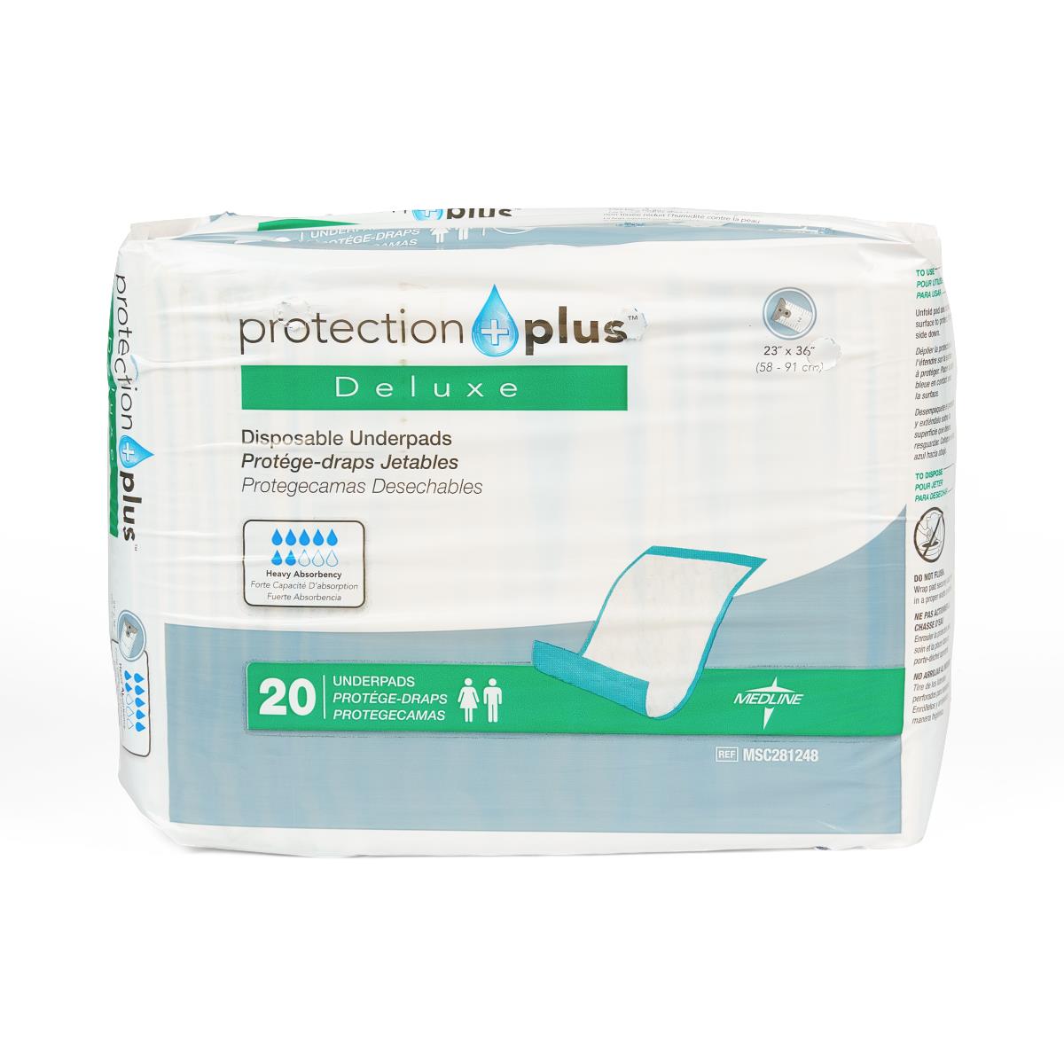 Disposable Underpad Protection Plus 17 X 24 Inch Fluff Light Absorbency,Packaging Type- Each