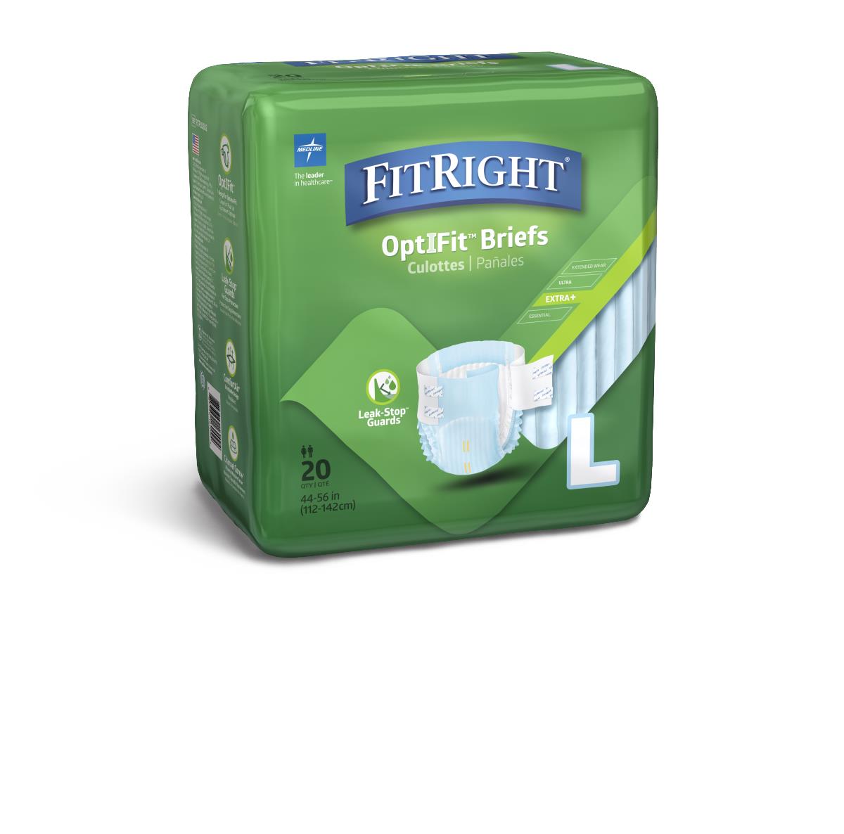 Unisex Adult Incontinence Brief FitRight Plus X-Large Disposable Moderate Absorbency, Packaging Type- Case