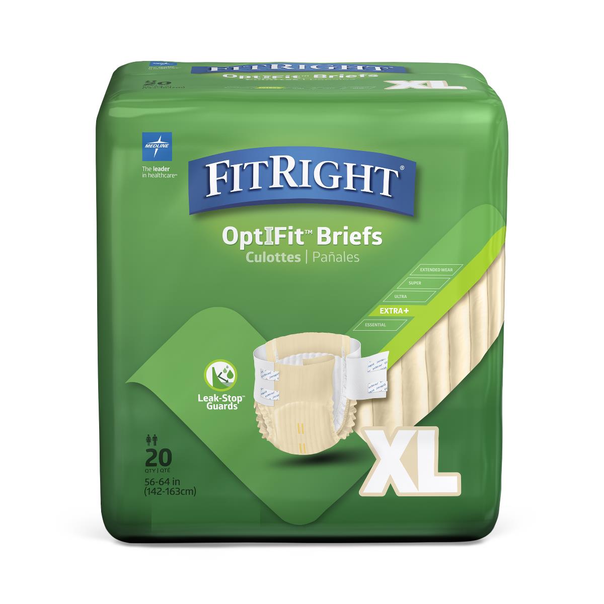 Unisex Adult Incontinence Brief FitRight Plus X-Large Disposable Moderate Absorbency, Packaging Type- Case