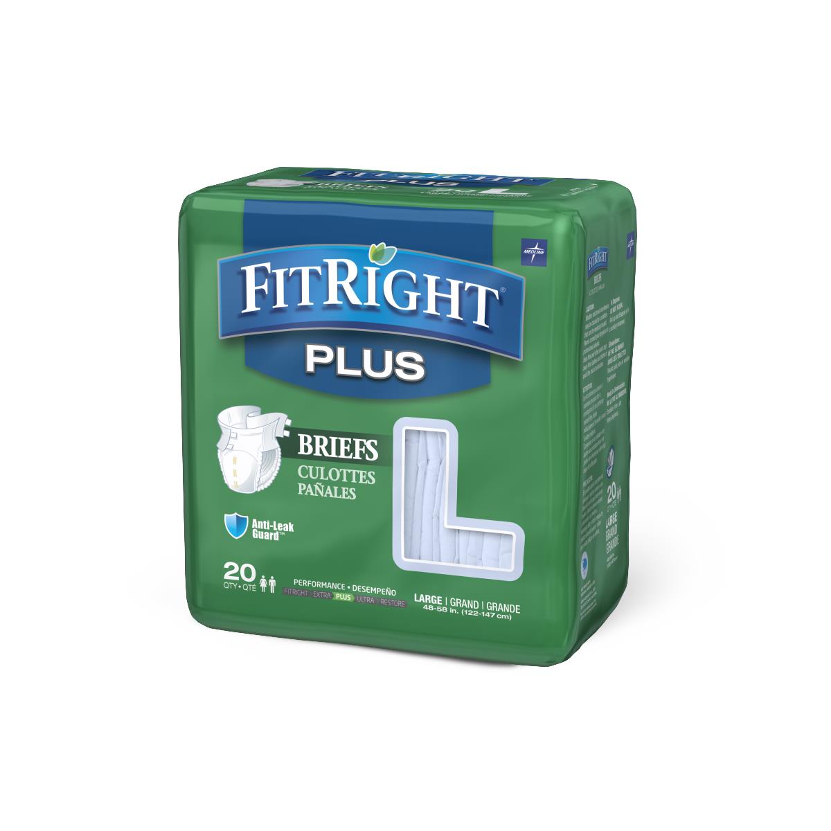 Unisex Adult Incontinence Brief FitRight Plus X-Large Disposable Moderate Absorbency, Packaging Type- Case