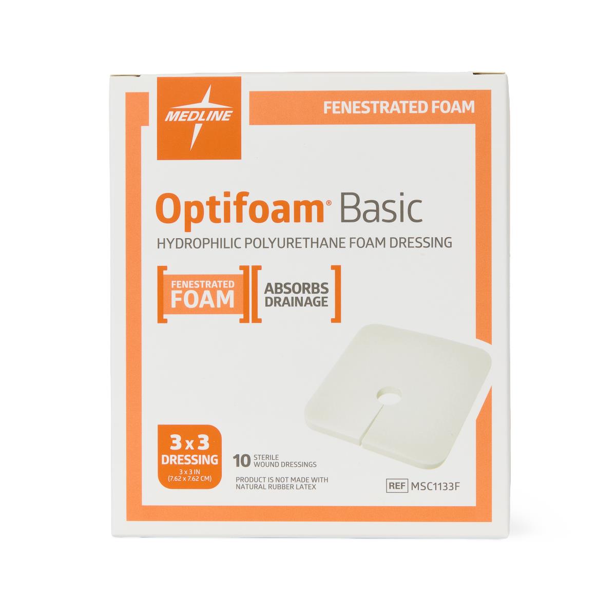 Foam Dressing Optifoam Basic 3 X 3 Inch Without Border Without Film Backing Nonadhesive Fenestrated Square Sterile, Packaging Type- Case