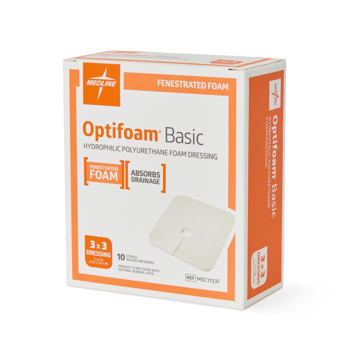 Foam Dressing Optifoam Basic 3 X 3 Inch Without Border Without Film Backing Nonadhesive Fenestrated Square Sterile, Packaging Type- Case