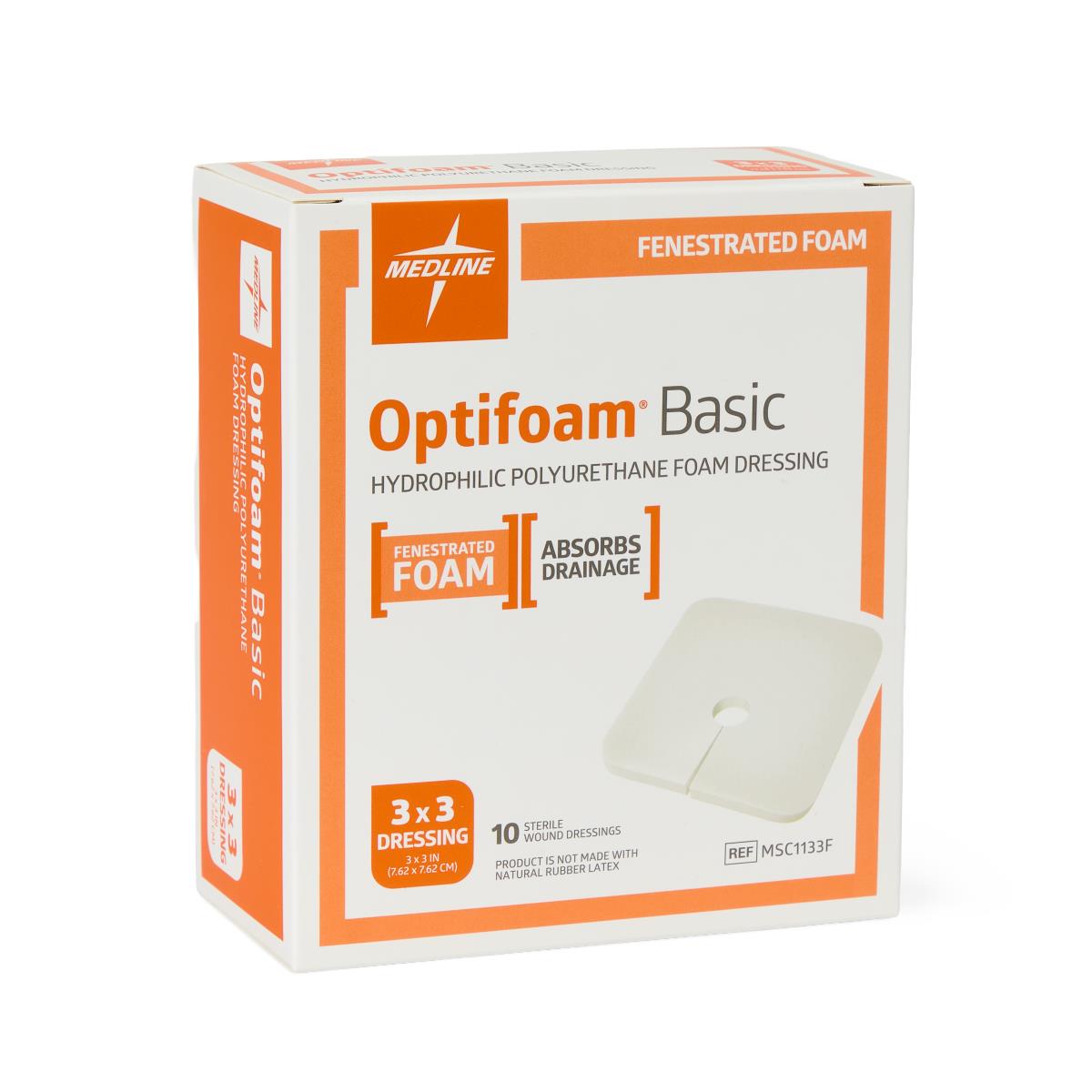 Foam Dressing Optifoam Basic 3 X 3 Inch Without Border Without Film Backing Nonadhesive Fenestrated Square Sterile, Packaging Type- Case
