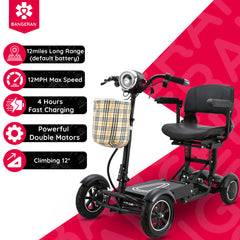 bangeran 4 wheel collapsible portable electric powered wheelchair