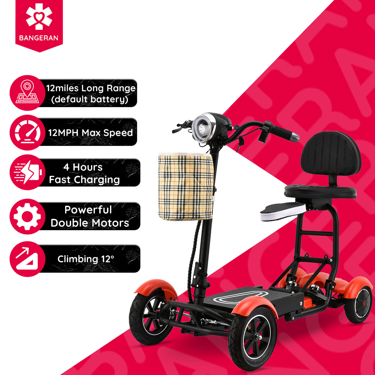 Bangeran Dragon Mobile Compact Travel Power Mobility Scooter