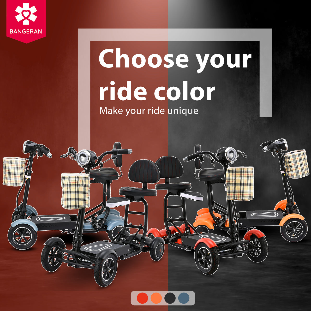 Dragon Mobile - Lightweight Foldable 4 Wheels Mobility Scooter with Double Seat