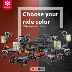 dragon mobile ex lightweight foldable 4 wheels mobility scooter with double seat