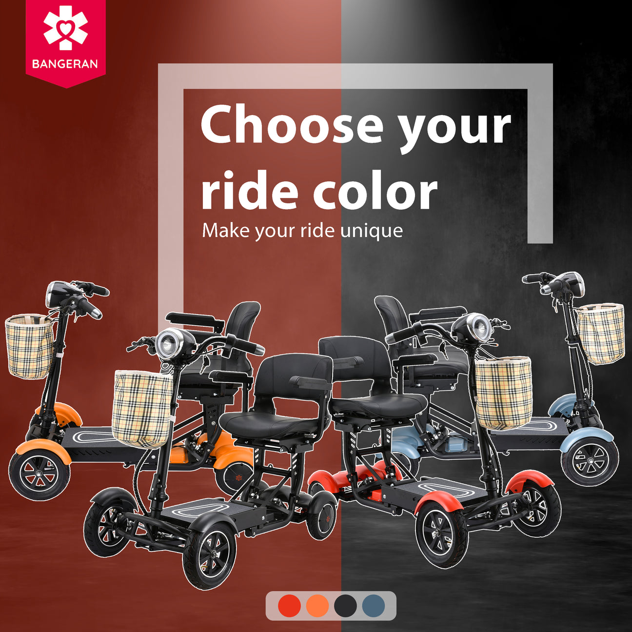 Dragon Mobile EX-Lightweight Foldable 4 Wheels Mobility Scooter with Double Seat