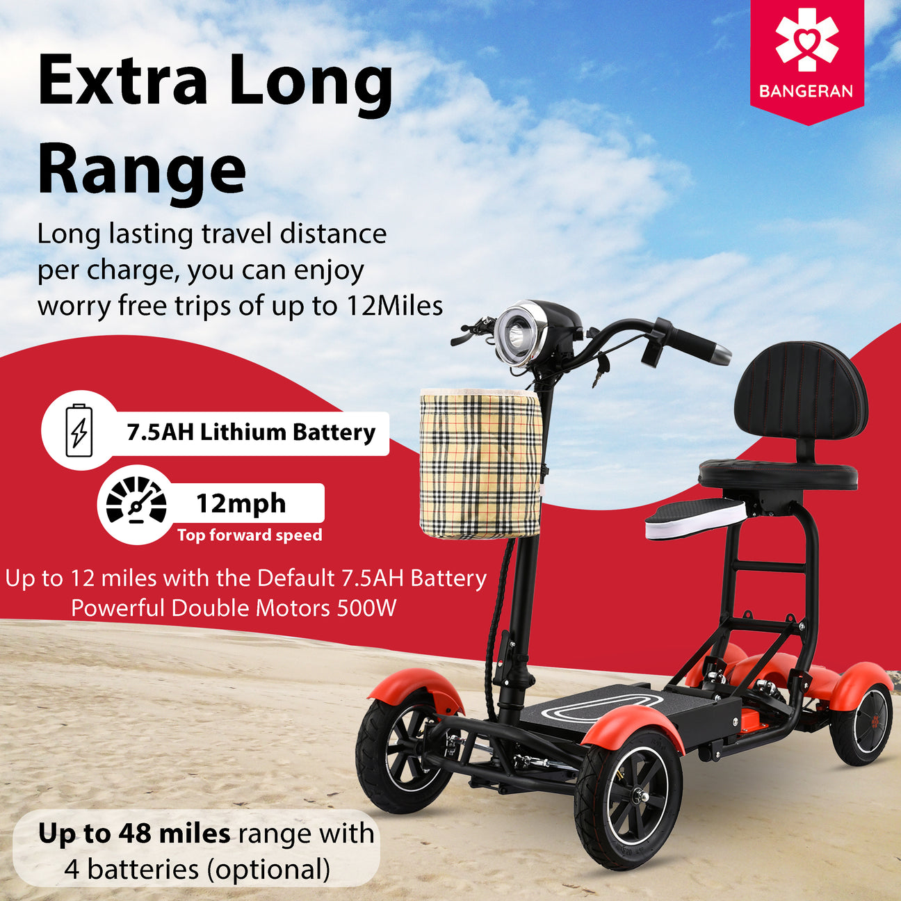Bangeran Dragon Mobile Compact Travel Power Mobility Scooter