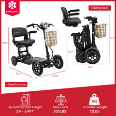 dragon mobile ex lightweight foldable 4 wheels mobility scooter with double seat