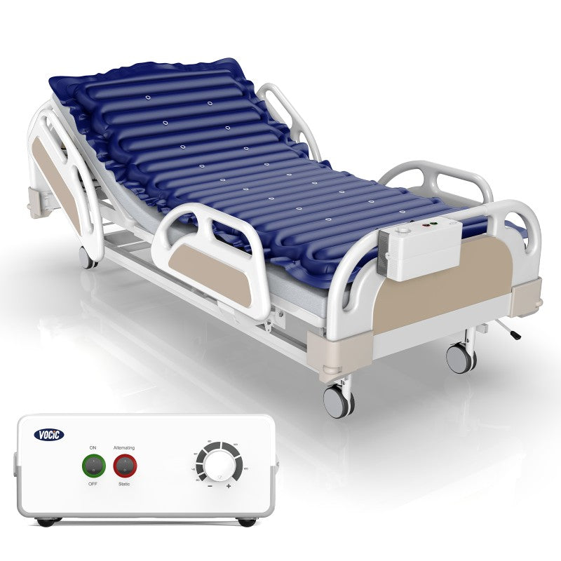 VOCIC S12VA Strip Alternating Air Pressure Mattress With Pump- Anti Bedsore Air Bed for Elderly & Hospital Use, 75 x 32.5 inches size, Weight Capacity 297 lbs, PVC material