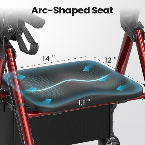 VOCIC Z21 Ultra-budget Rollator Walker- Foldable Mobility Aid with 8” Wheels and 300 lbs Capacity, Lightweight Rollator