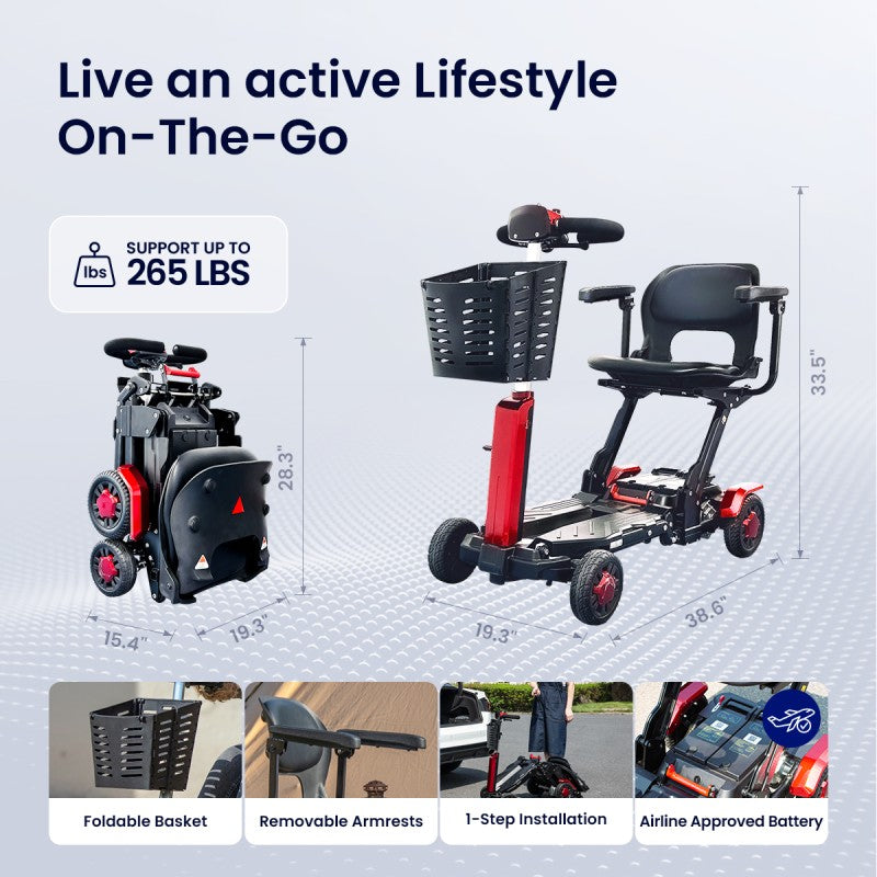 D91 Fold&Go Revolutionary Mobility Scooter - Lightweight, Foldable Mobility Aid