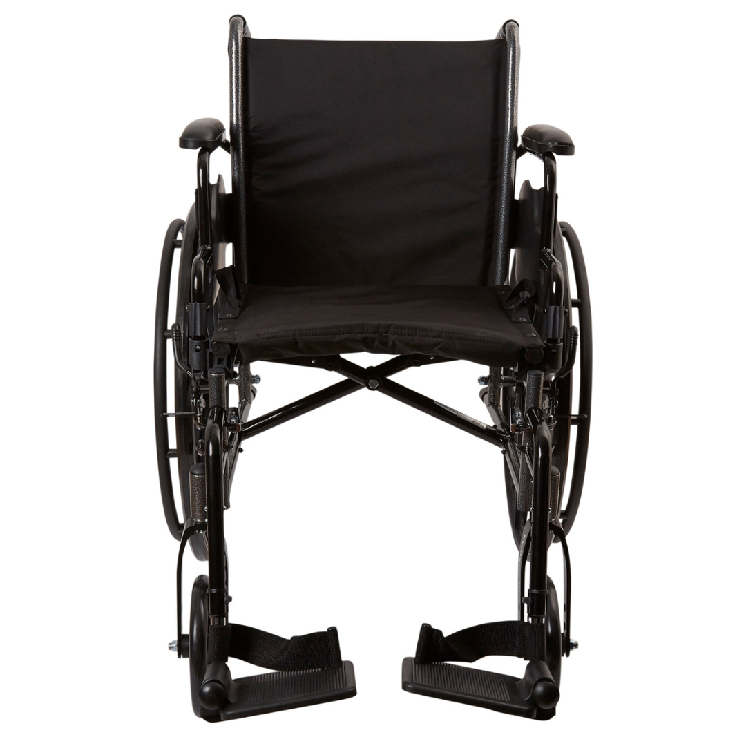 Lightweight Wheelchair McKesson Dual Axle Desk Length Arm Swing-Away Footrest Black Upholstery 18 Inch Seat Width Adult 300 lbs. Weight Capacity