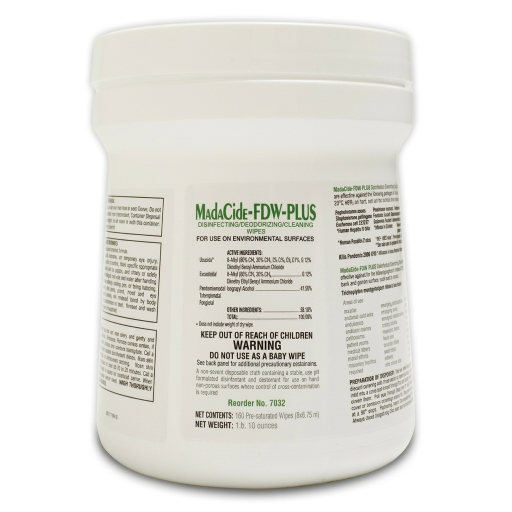 Madacide Fdw Plus Disinfectant Wipes Tub/160