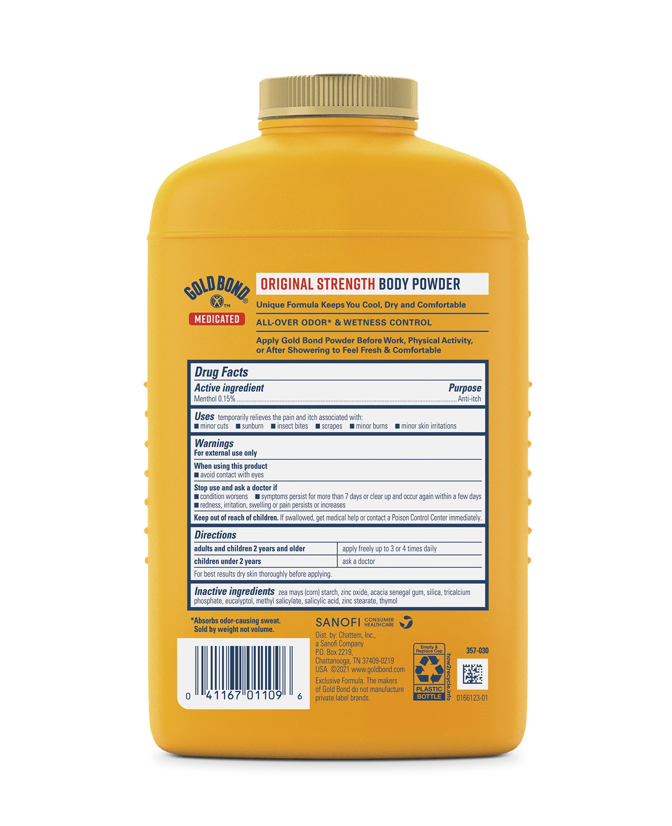 Body Powder Gold Bond Medicated Original Strength 4 oz. Menthol Scent Shaker Bottle Menthol,Packaging Type- Each