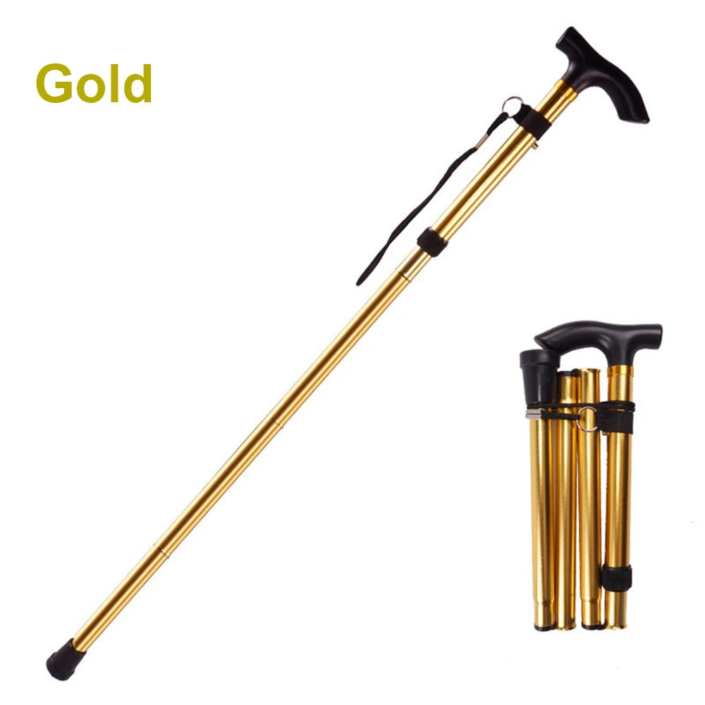 Hot New Telescopic Walking Sticks Collapsible Cane Gold