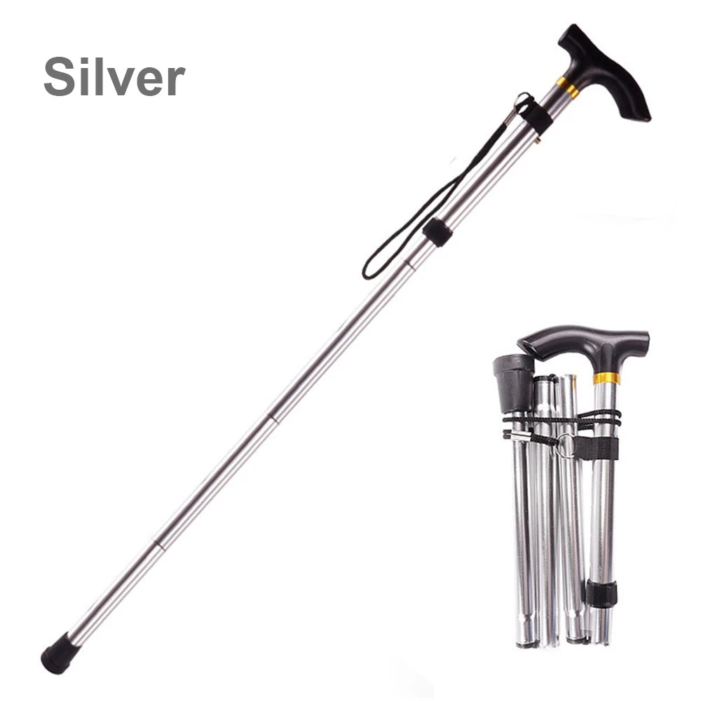 Hot New Telescopic Walking Sticks Collapsible Cane Silver