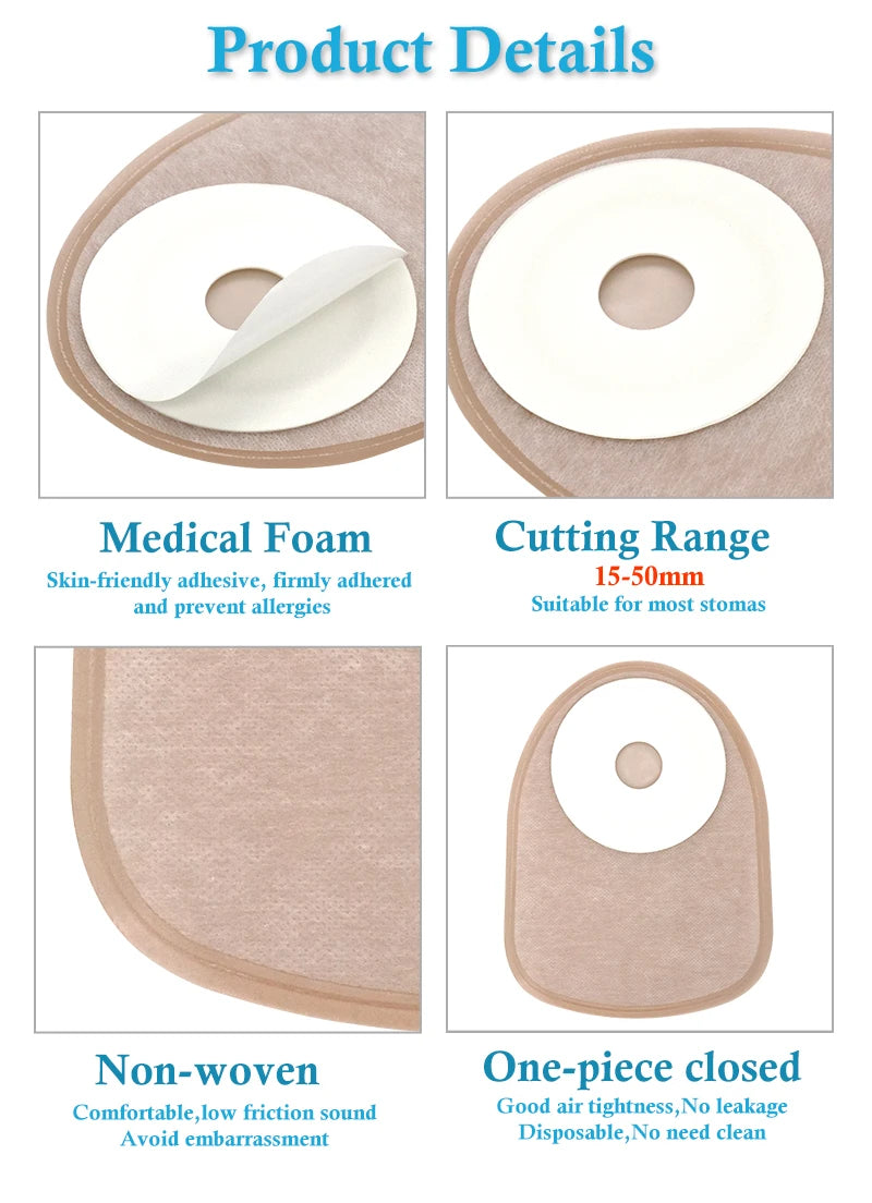 30 Pcs Colostomy Bags Disposable No-leak Ostomy Bag Comfortable Stoma Pouch Bag Non-woven Adults Colostomy Bag Supplies