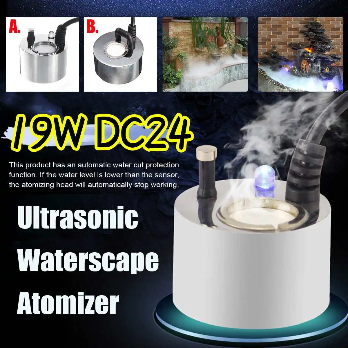 LED Air Humidifier 24V Ultrasonic Mist Maker Fogger Water Fountain Pond Atomizer Head Air Humidifier Nebulizer Home Decoration