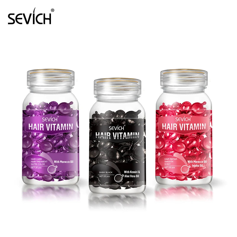 Sevich 3PCS/SET Keratin Complex Oil Hair Vitamin Capsule Set  Moroccan Hair Care Oil Smooth Repair Damaged Hair Treatment Serum