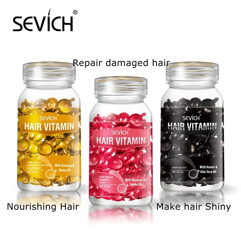 Sevich 3PCS/SET Keratin Complex Oil Hair Vitamin Capsule Set  Moroccan Hair Care Oil Smooth Repair Damaged Hair Treatment Serum