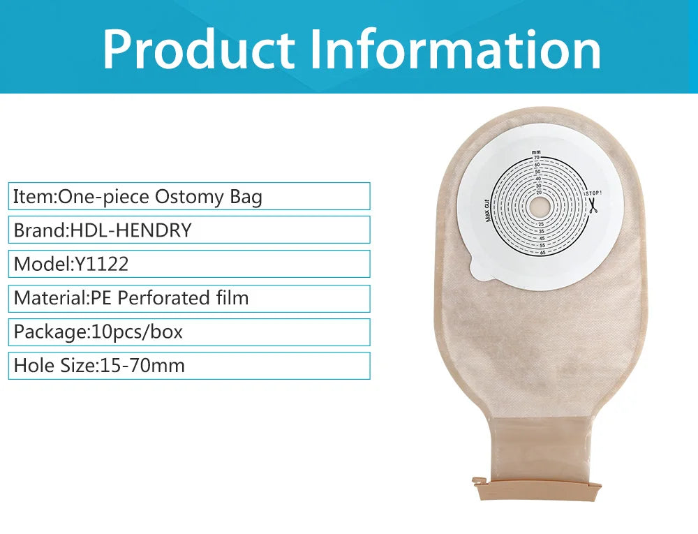 10 Pcs Ostomy Bags Double Side Non-woven Back Open  Pouch Bags with Clip Closure Carbon Filter Colostomy Bags Max Stoma 70mm