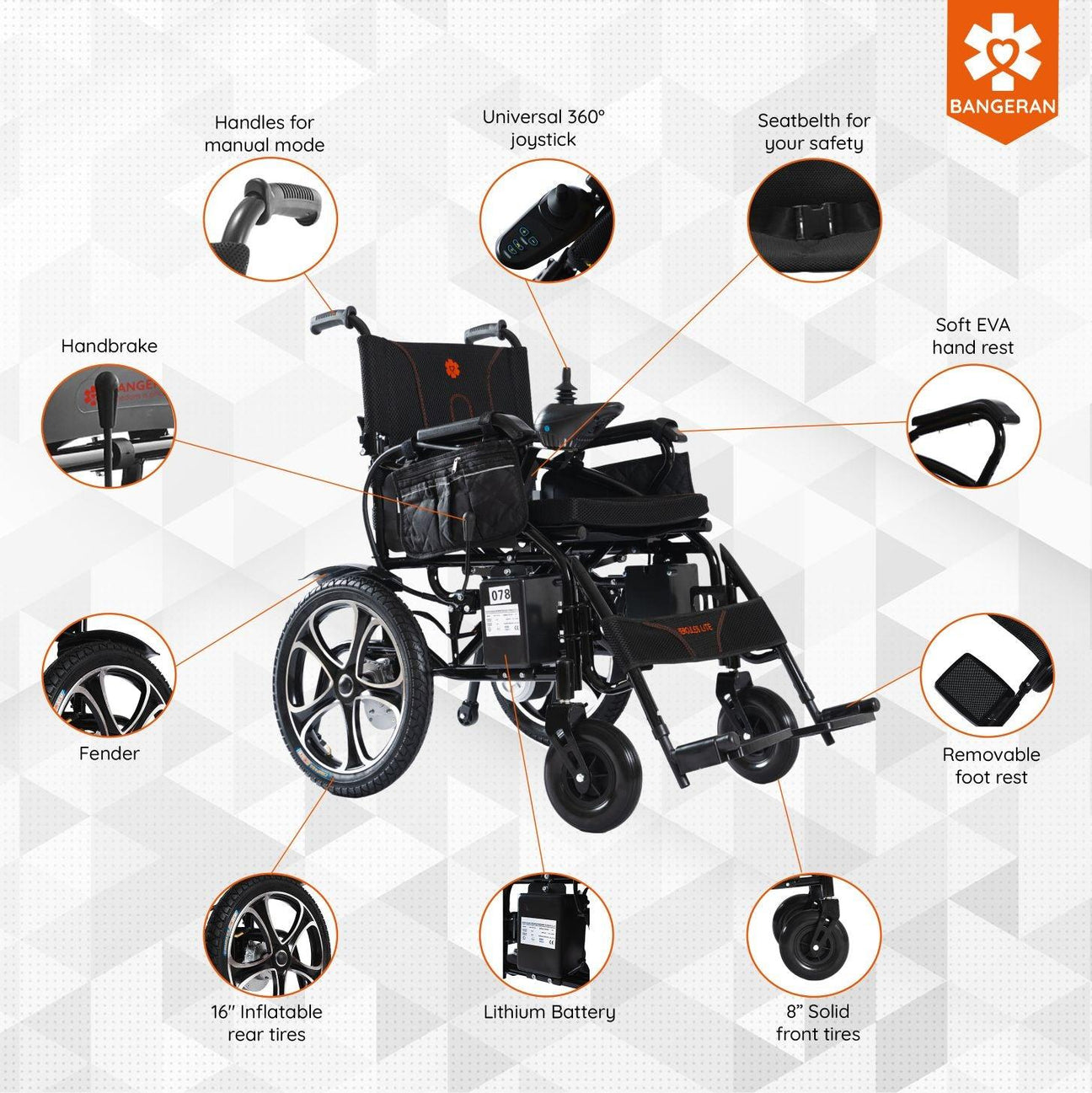 Hercules Lite Compact Portable Folding Travel Electric Wheelchair