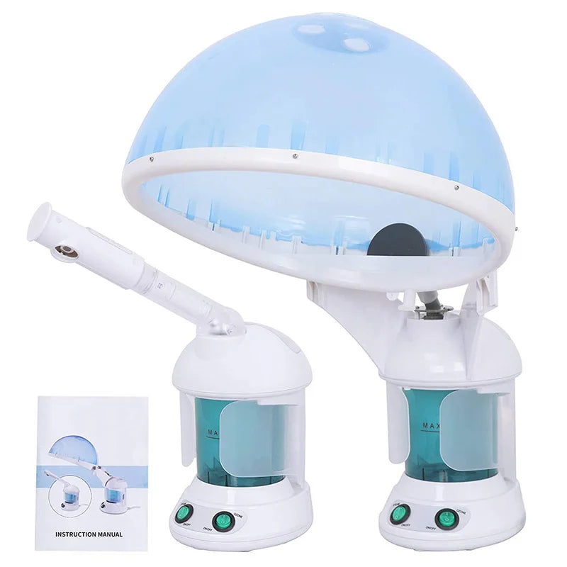 2 in 1 Hair Facial Steamer Air Humidifier Hot Mist Moisturizing For Facial Sauna Hydration Skin Care Home Salon Face Atomizer